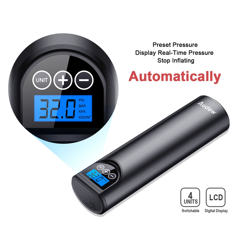 Portable Electric Air Pump LCD Handheld Inflatable Pump for Cars, Bicycles, Tires, and Sports Equipment USB Cordless Wireless